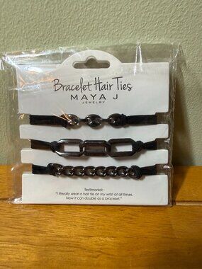 Maya J Bracelet Hair Ties Chain Link Accents NWT - 2 packs = 6 ties